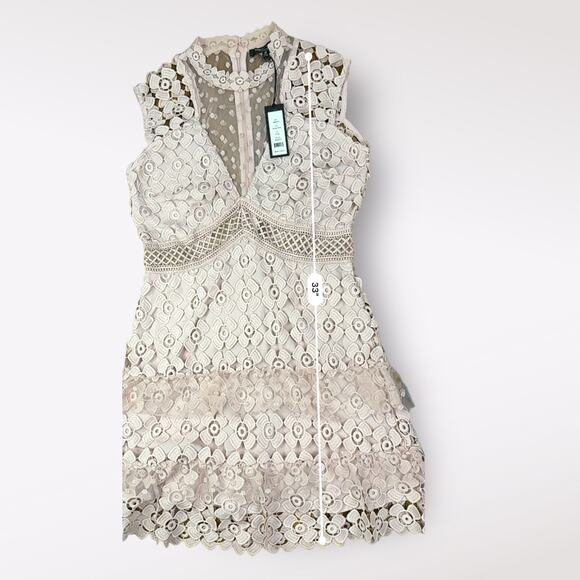 Romeo & Juliet Couture NWT Crochet Mesh Mini‎ Dress Dusty Pink Size M - Picture 8 of 10